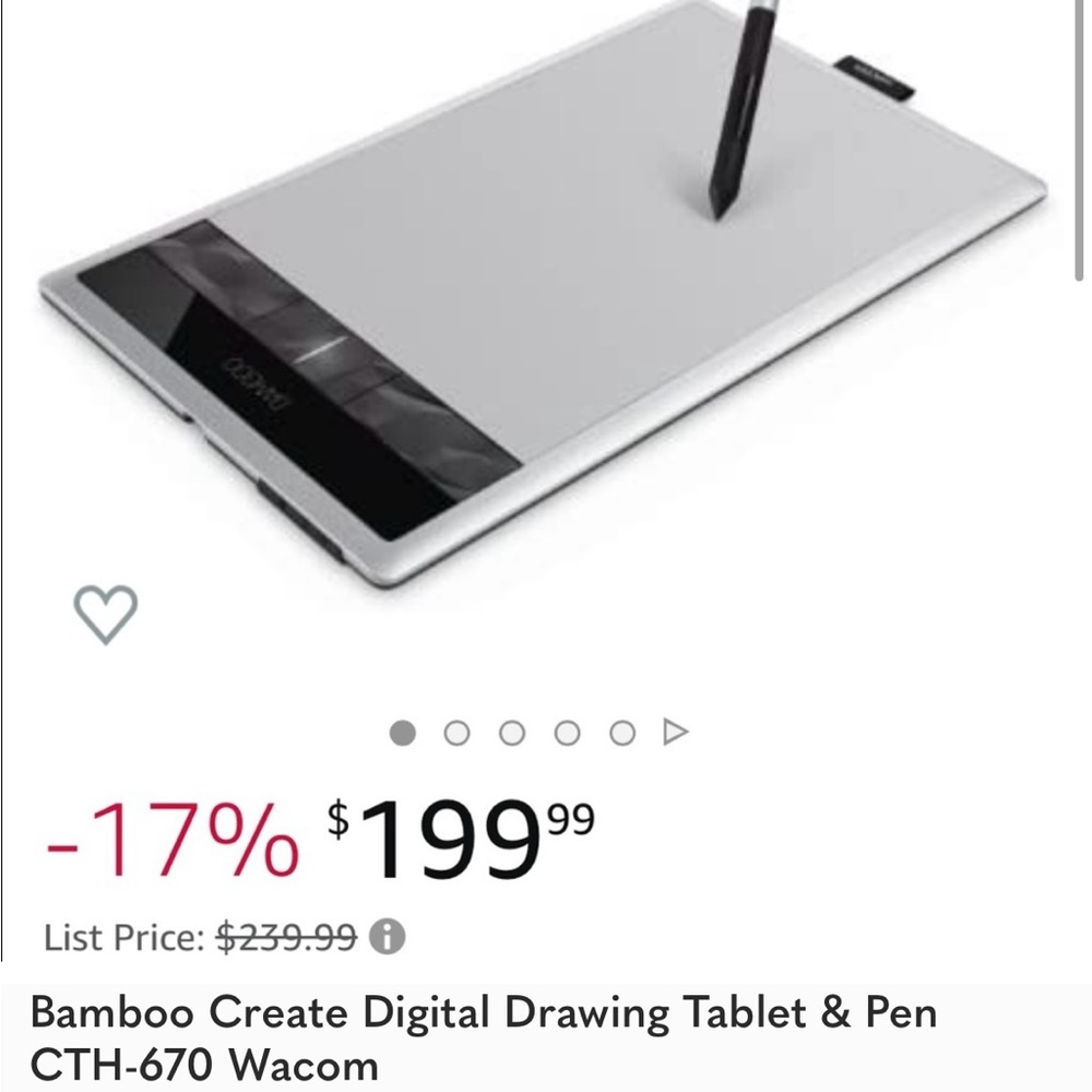 Bamboo Create Digital Drawing Tablet & Pen CTH-670 Wacom